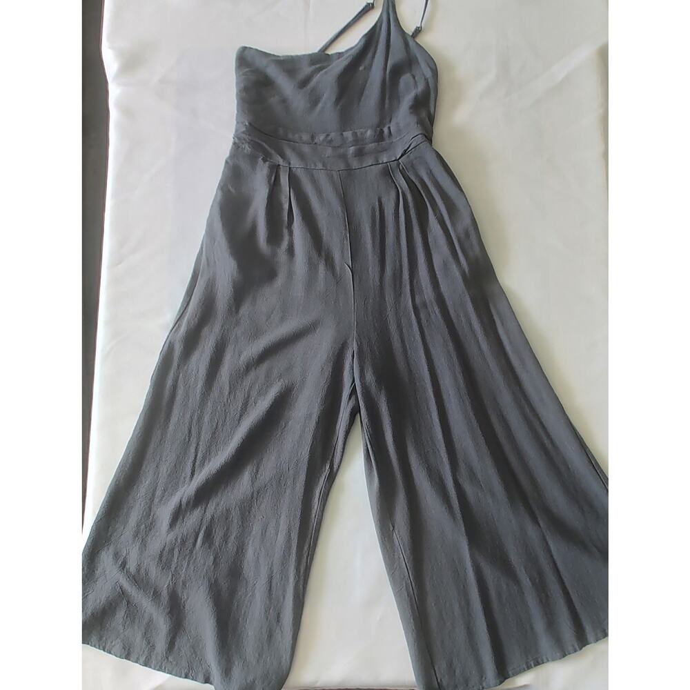 ANRABESS Women’s Gray Smocked Strappy Sleeveless Wide-Leg Jumpsuit M - Picture 2 of 9